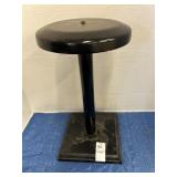 Vintage black wooden helmet display