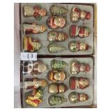 Two sets of plastic santa and snowman plastic