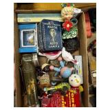 Flat of misc collectibles - vintage Christmas etc