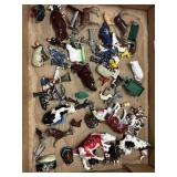 Box of assorted miniature toy figurines