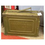 Vintage green metal military ammo can box