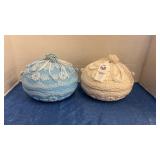 2 Vintage Ceramic Egg-Shaped Trinket Boxes