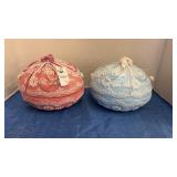 2 Vintage Ceramic Egg-Shaped Trinket Boxes