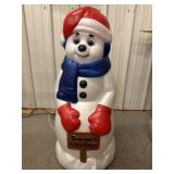 Vintage seasonï¿½s greetings snowman blow mold 31in