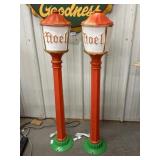 Set of vintage noel lamppost blow molds 43in