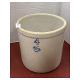 Vintage 4 gal stoneware crock with anchor motif