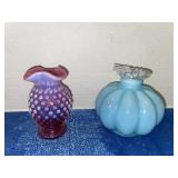 VINTAGE FENTON GLASS PINK CRANBERRY HOBNAIL