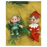 Pair of vintage knee hugger and glitter pixie elf