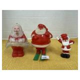 Lot of 3 vintage red plastic santa candy holders