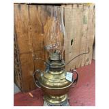 Vintage "The Rochester" oil lamp with metal base
