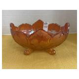 Vintage Jeanette Glass carnival footed bowl