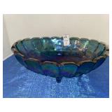 Vintage Indiana Blue Carnival Glass Footed Fruit