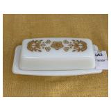 Vintage Pyrex Butterfly Gold butter dish