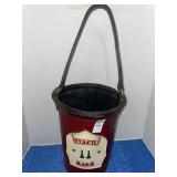 Vintage red leather fire bucket with handle - 11