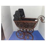 Small antique dolls pram- victorian style/wicker-