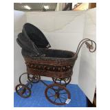 Antique dolls pram- victorian style/wicker- 23 x