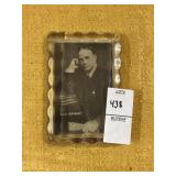Glass paper weight with vintage photo