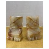 Pair of hand carved onyx stone Aztec or Mayan