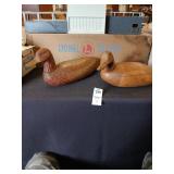Pair vintage wooden ducks 1 with  rotating head