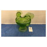 Vintage emerald green glass standing rooster