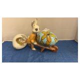 Vintage porcelain rabbit &wheelbarrow/porcelain