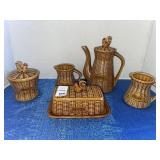Vintage Japanese ceramic basket-weave and