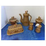 Vintage Japanese ceramic basket-weave and