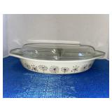 Vintage Pyrex Dandelion Duo Divided Casserole