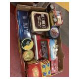 Lot of assorted vintage tins, Hershey, pall mall,