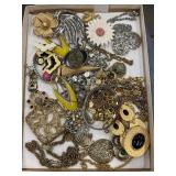 Lot of vintage brooches and other costume jewelry