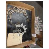 Lot of sparkly costume jewelry and tiara