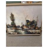 Framed art on canvas signed M. Gaulin? 21"x26"