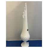Fenton milkglass hobnail swung vase 16 in