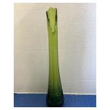 Vintage green swung art glass vase 15 in