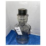 Abraham Lincoln figural glass bottle bank from