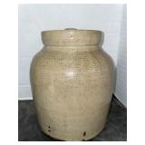 Antique salt-glazed stoneware crock with lid - 9