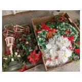 Lot of vintage Christmas wreaths and decor