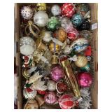 Flat of vintage beaded Christmas ornaments and