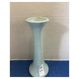 Vintage ceramic speckled seafoam blue vase