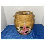 Vintage lidded cookie jar yellow- ware with