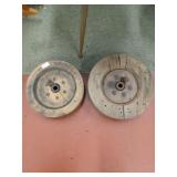 Pair of wooden pulleys 15" and 17"