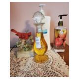 2 bottles hand/body lotion. Glass perfume bottle