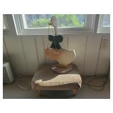Decorative wooden goose and foot stool