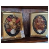 2 dried flower picture in gold frames