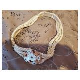 Vintage cream multi strand rope belt w/ floral