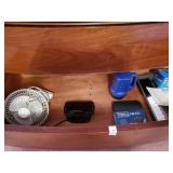 Fan, alarm clock, flashlight, shaver & misc items