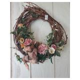 2 grapevine floral wreaths- one with lights