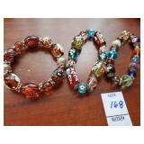 3 art glass bracelets