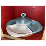 Vintage Teal & White California USA Pottery