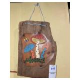 Vintage mushroom wooden wall hanging